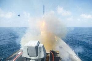 The U.S.S. Spruance (DDG-111) fires a Tomahawk missile during strikes on Iran (U.S. Navy Photo)