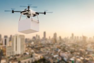Drone carrying package rendering